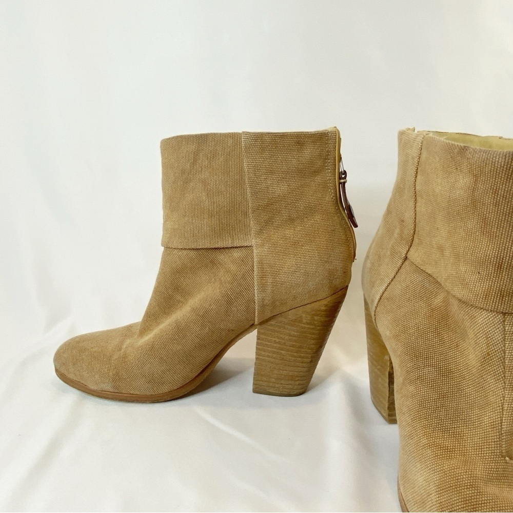Rag & Bone Boot Bootie Newbury Classic Canvas size 9.5 Khaki Tan Beige Heels - Picture 6 of 13